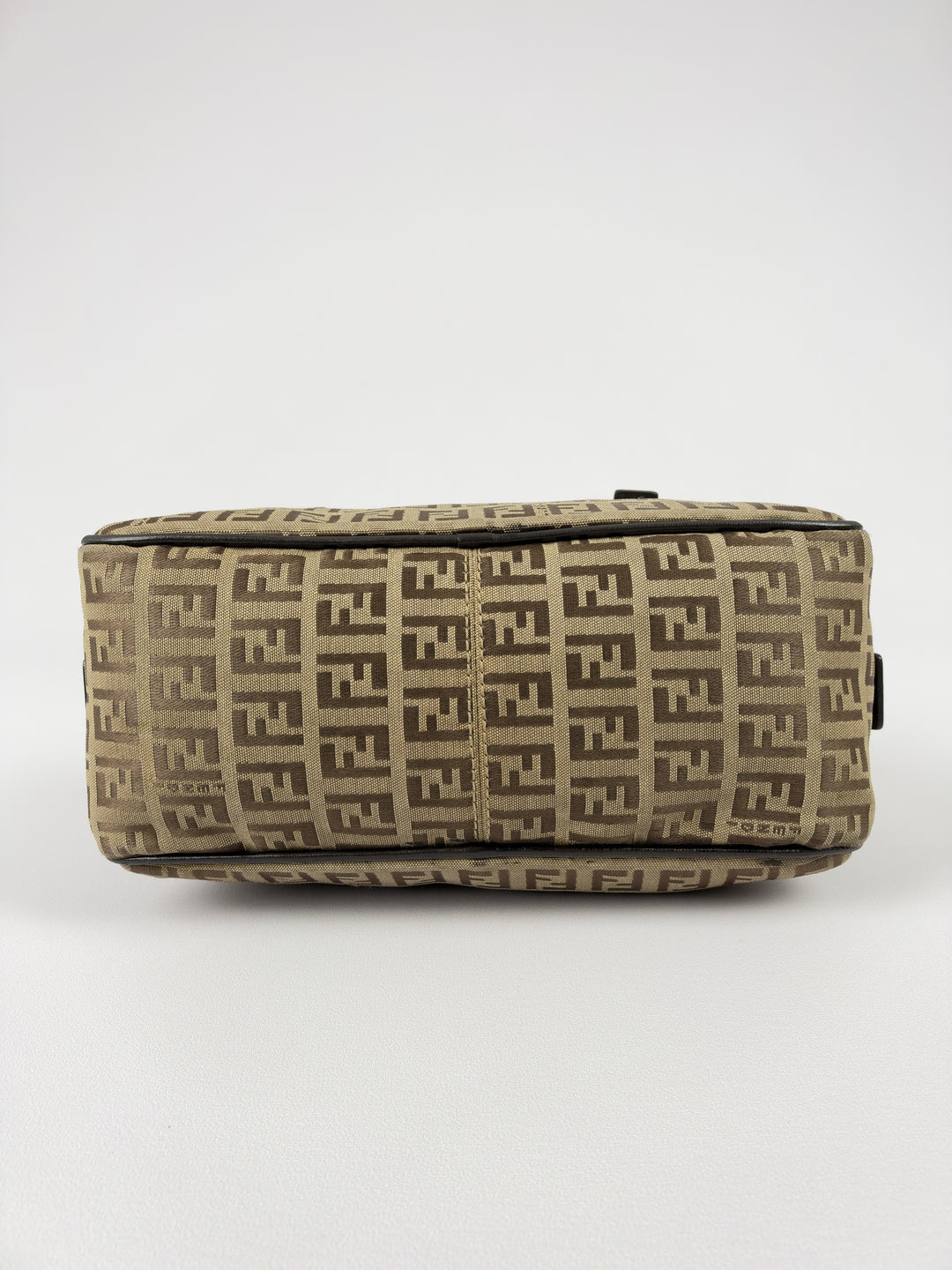 Fendi Zucchino Canvas Mini Boston Shoulder Bag in Beige/Braun, Detailansicht 4