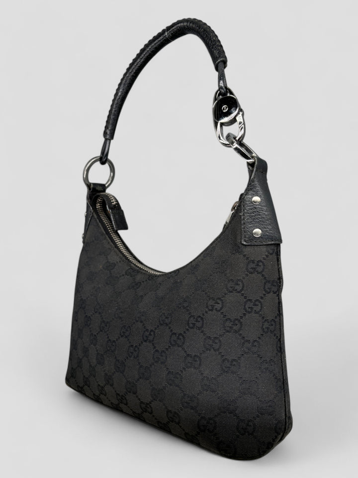 graue vintage gucci hobo schultertasche, second hand gucci women handbag