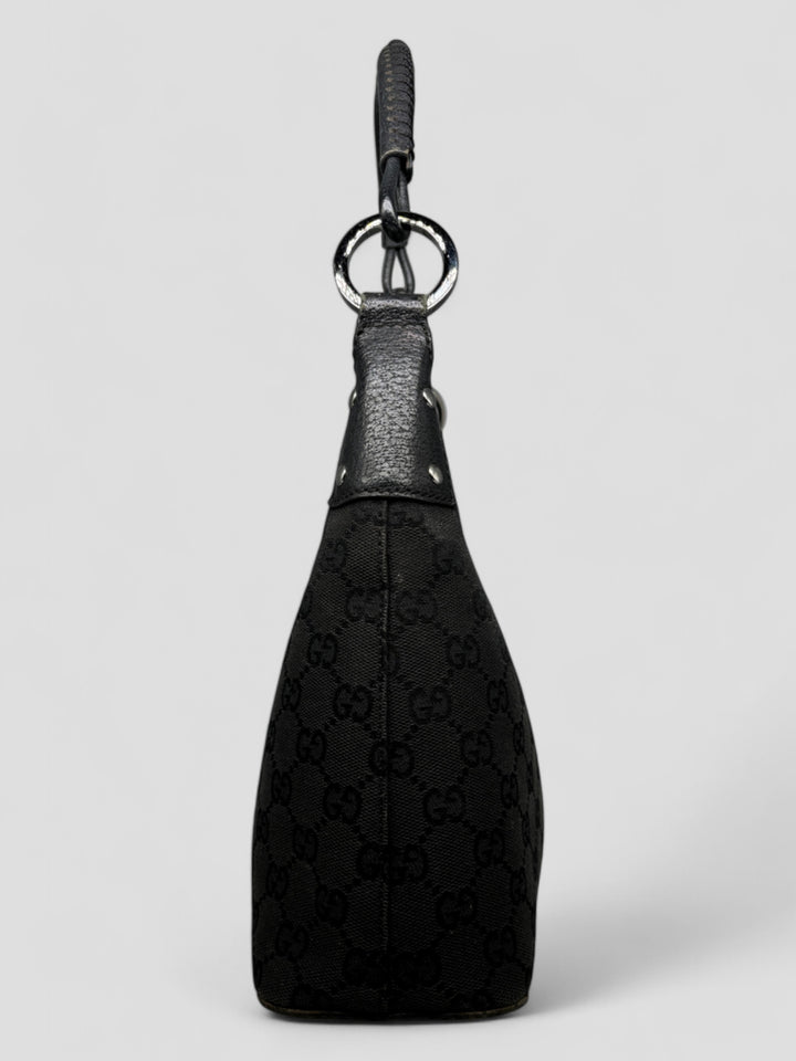 graue vintage gucci hobo schultertasche, second hand gucci women handbag