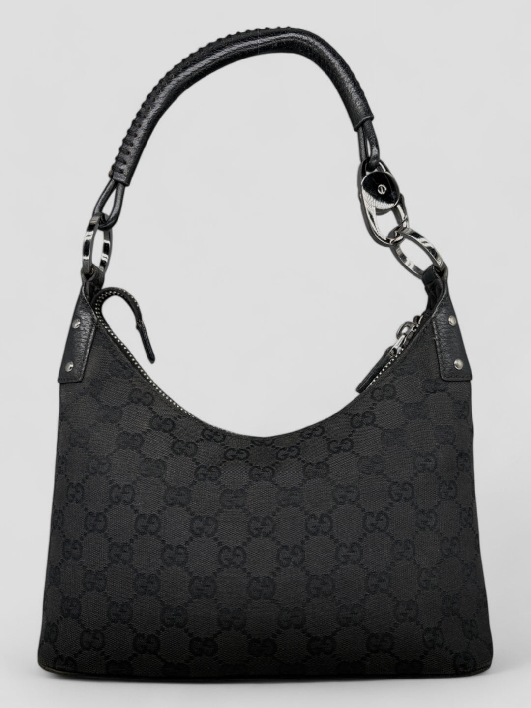 graue vintage gucci hobo schultertasche, second hand gucci women handbag