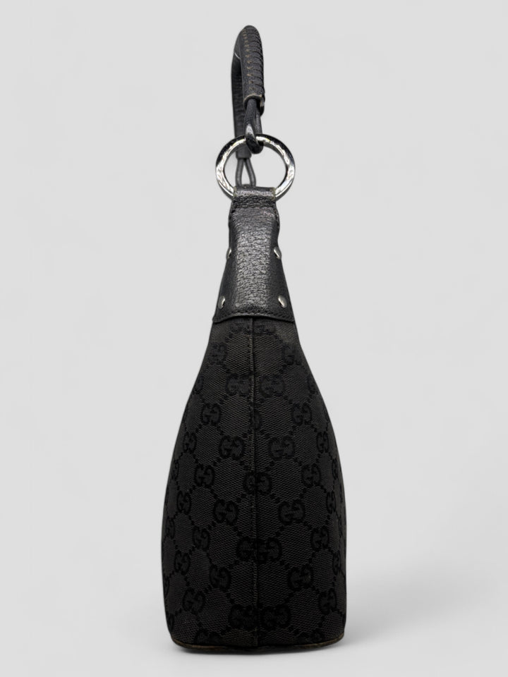 graue vintage gucci hobo schultertasche, second hand gucci women handbag