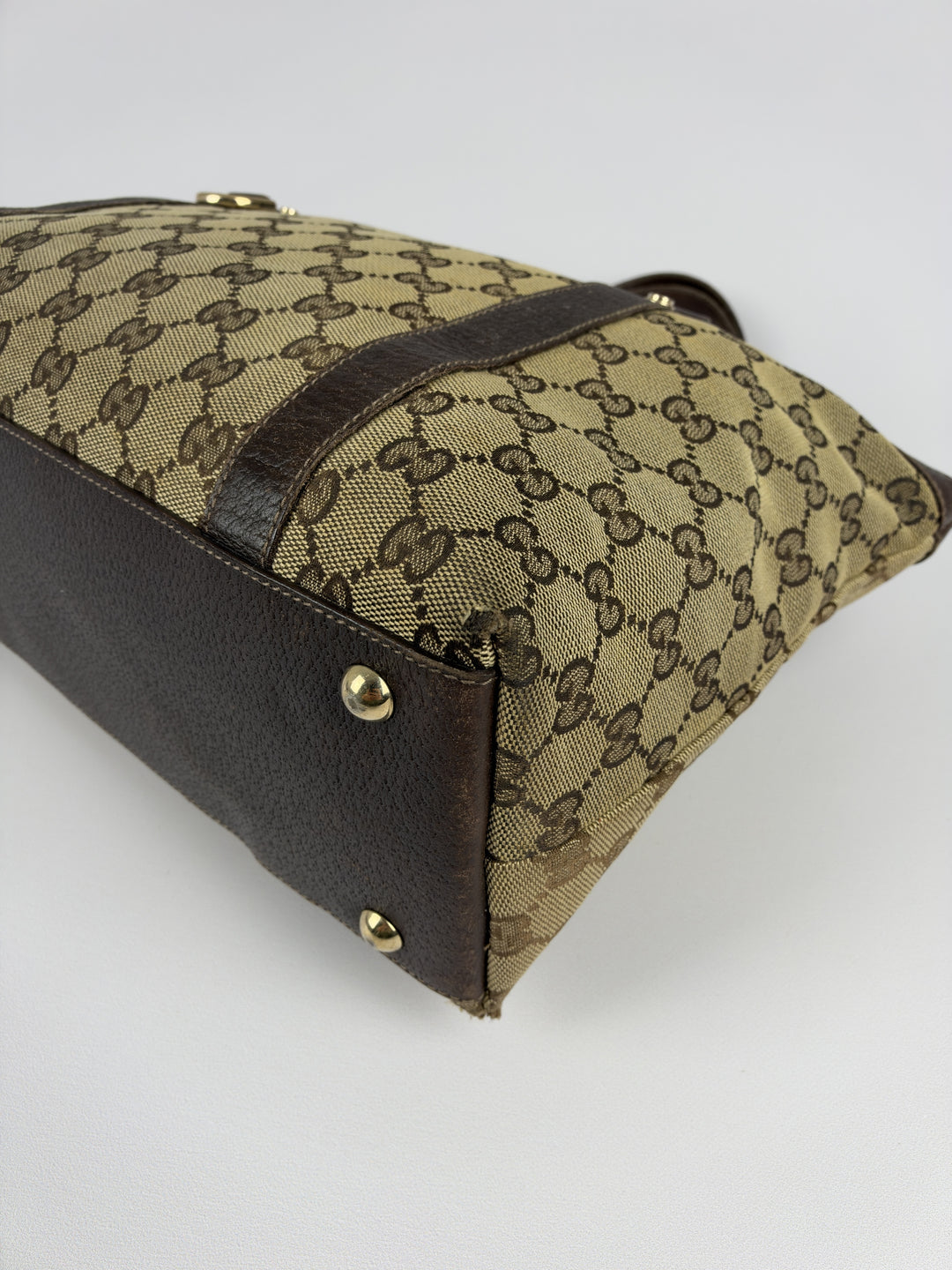 Gucci GG Canvas Abbey D-Ring Tote Shoulder Bag in Beige/Braun, Detailansicht 10