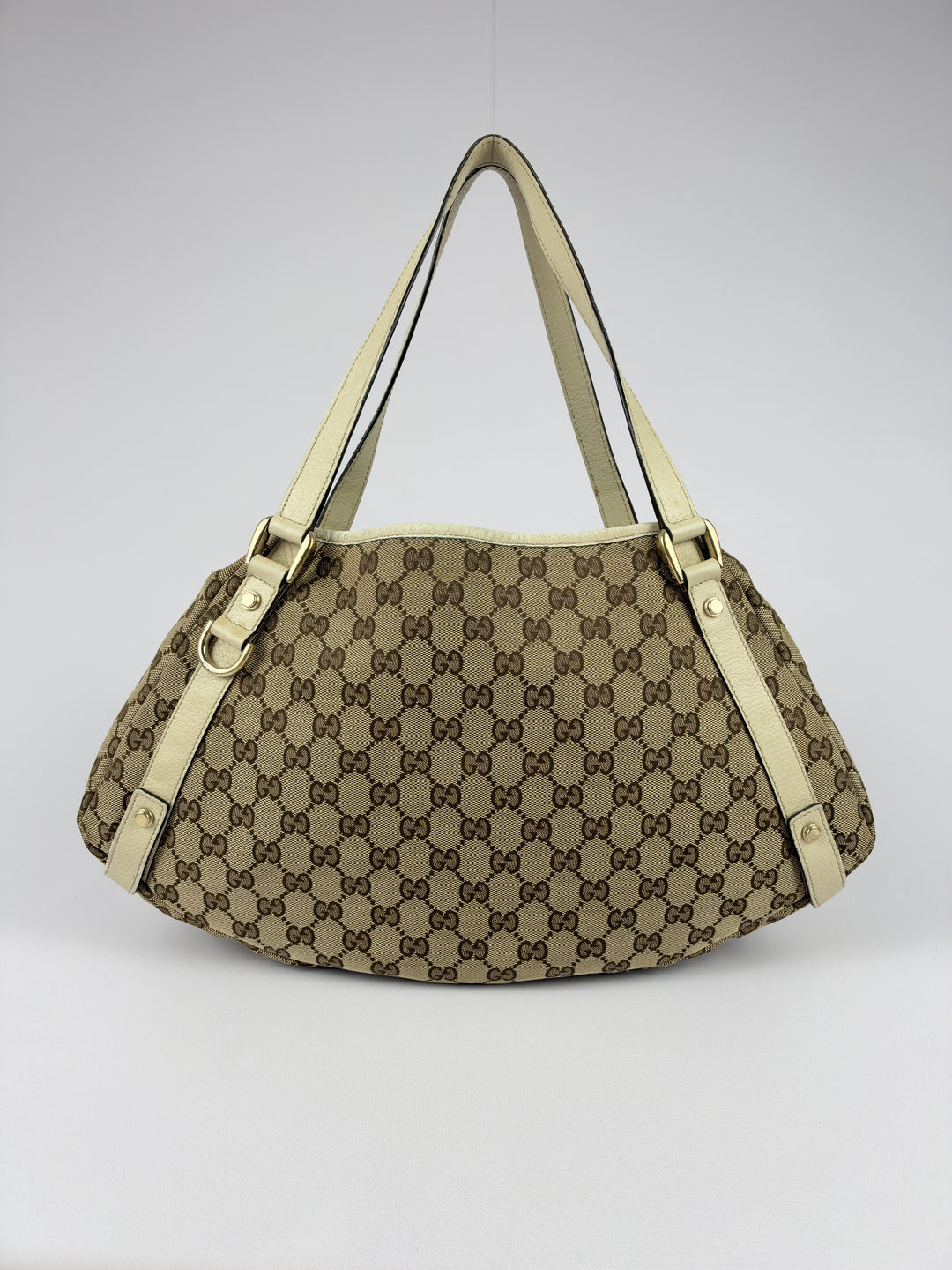 Gucci GG Canvas Abbey D-Ring Tote Shoulder Bag in Beige/Ebenholz, Detailansicht 1