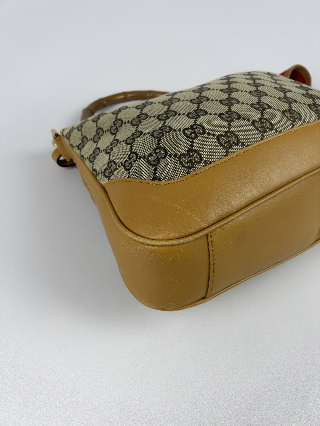 Gucci GG Canvas Bamboo Web Hobo Shoulder Bag in Beige/Braun, Detailansicht 8