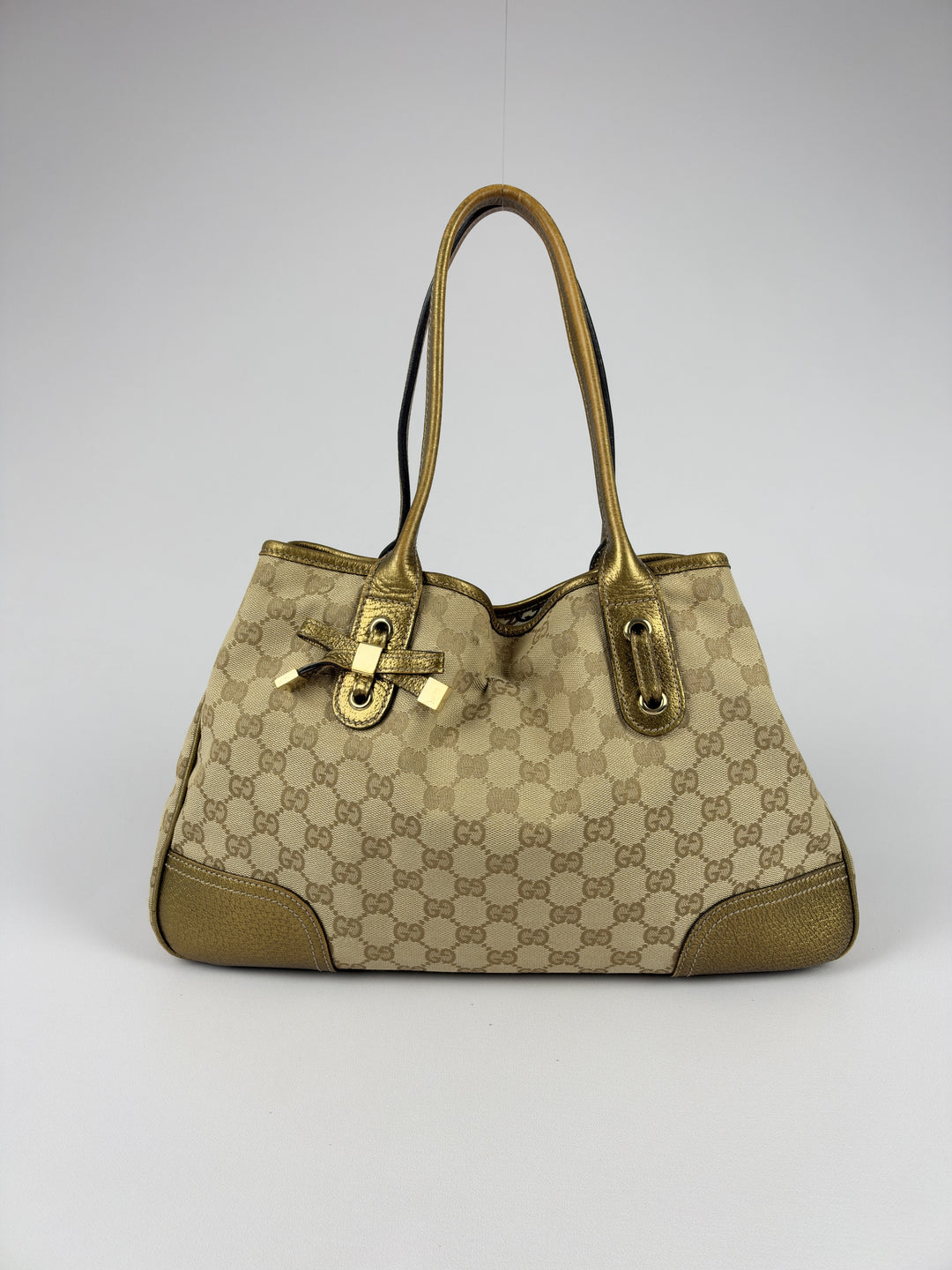 Gucci GG Canvas Princy Medium Tote Shoulder Bag in Beige/Ebony, Detailansicht 1