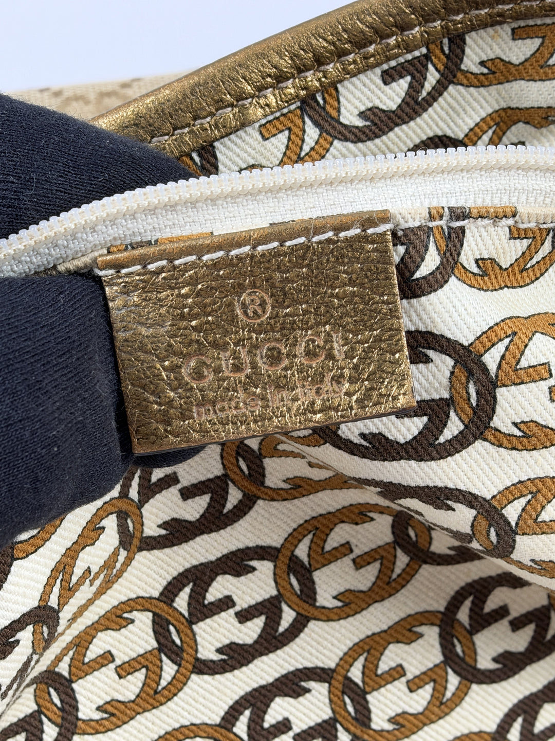 Gucci GG Canvas Princy Medium Tote Shoulder Bag in Beige/Ebony, Detailansicht 14