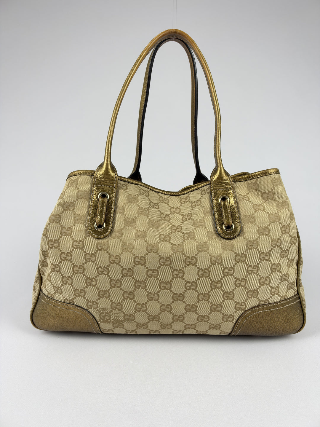 Gucci GG Canvas Princy Medium Tote Shoulder Bag in Beige/Ebony, Detailansicht 2