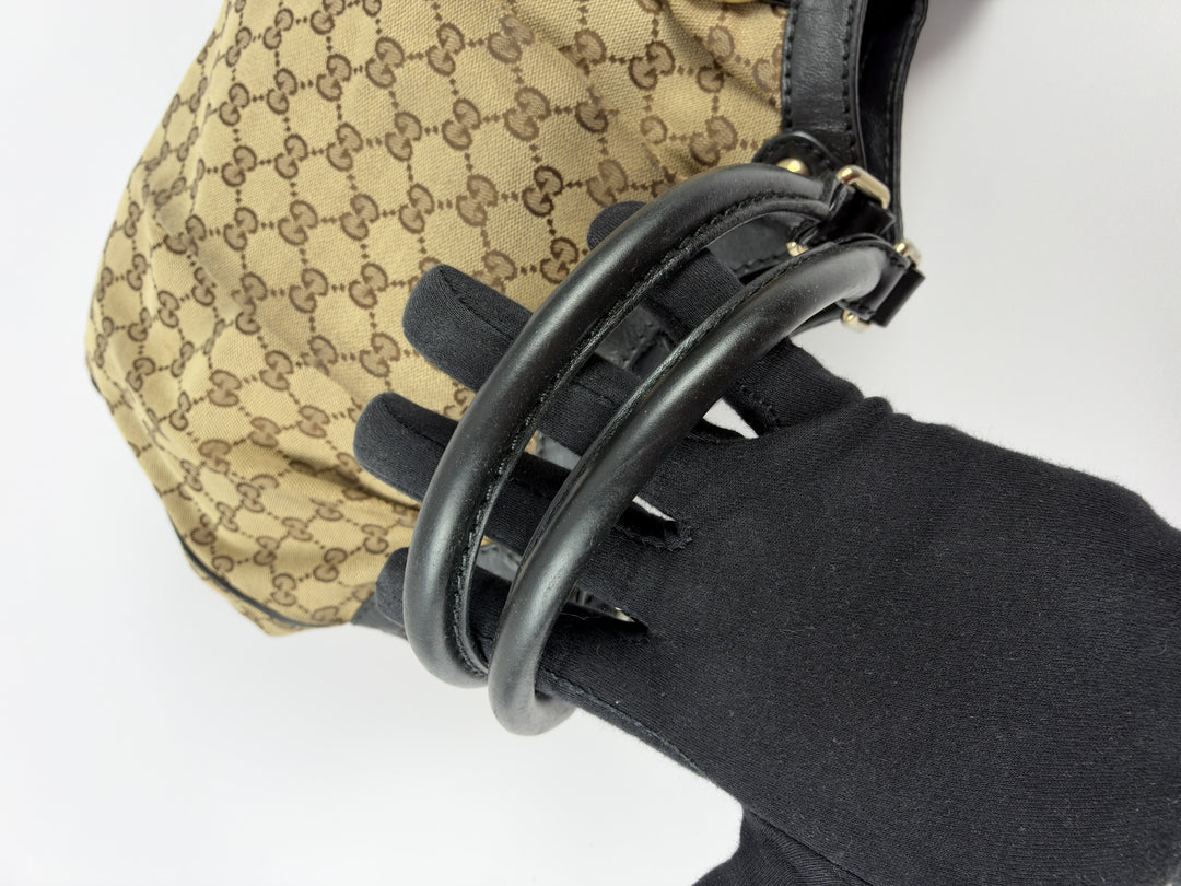 Gucci GG Canvas Sukey Medium Tote Shoulder Bag in Beige/Ebenholz, Detailansicht 6