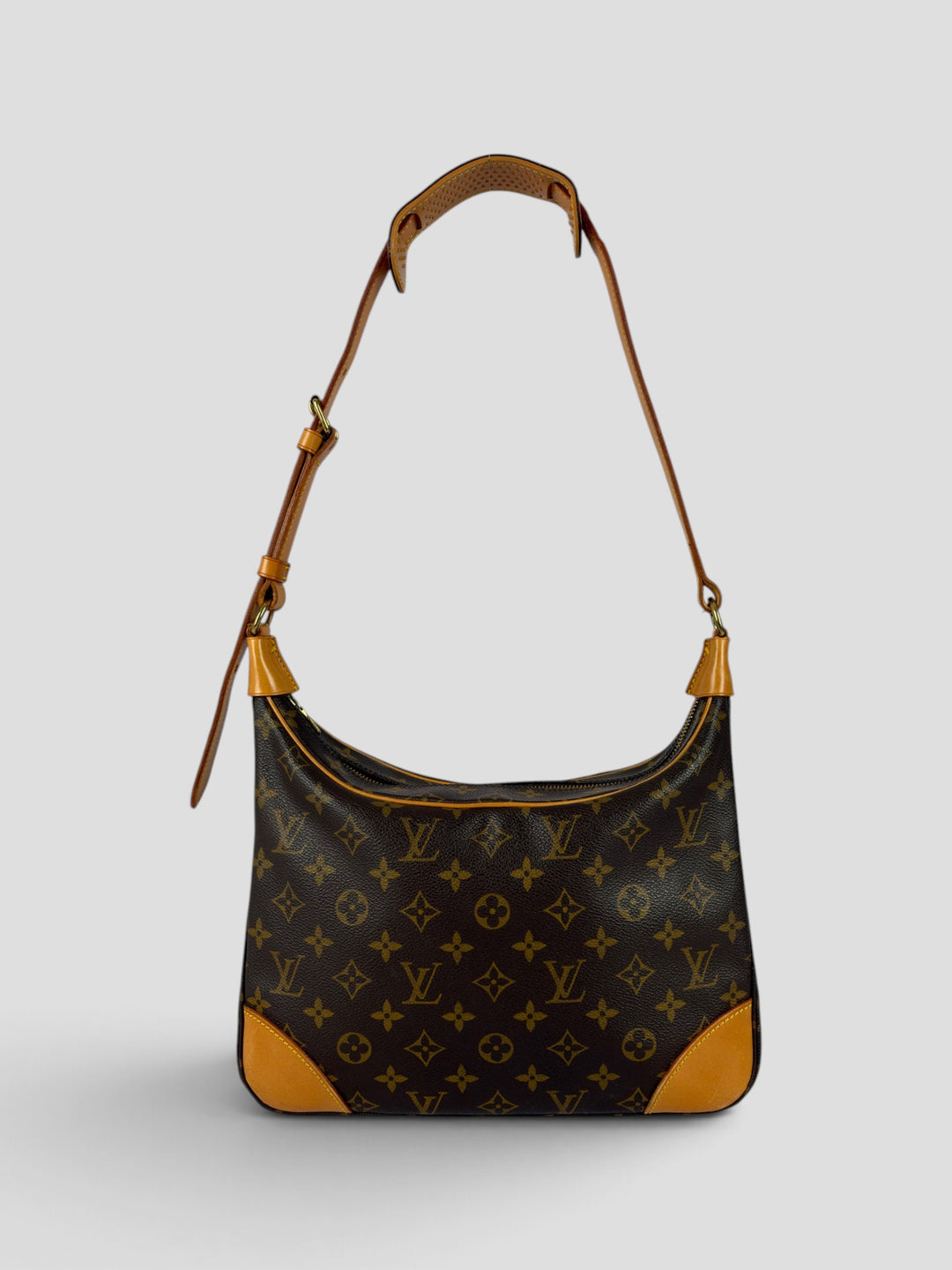 Louis Vuitton Monogram Boulogne 30 Shoulder Bag aus Monogram-Canvas in Braun, Vorderansicht