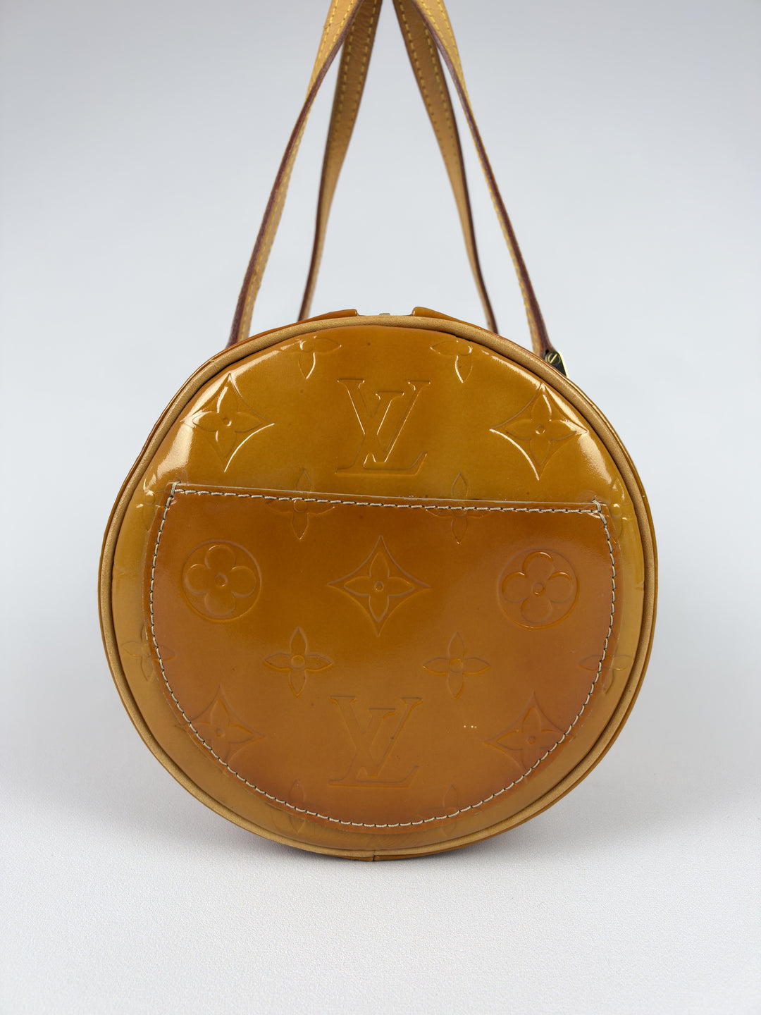 Louis Vuitton Monogram Vernis Bedford Papillon 30 Handbag in Honig/Orange, Detailansicht 1