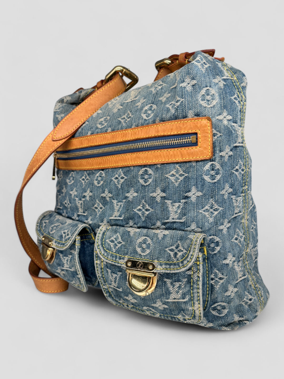 second hand Louis Vuitton Baggy GM Denim women Crossbody Bag,vintage damen lv umhängetasche jeans