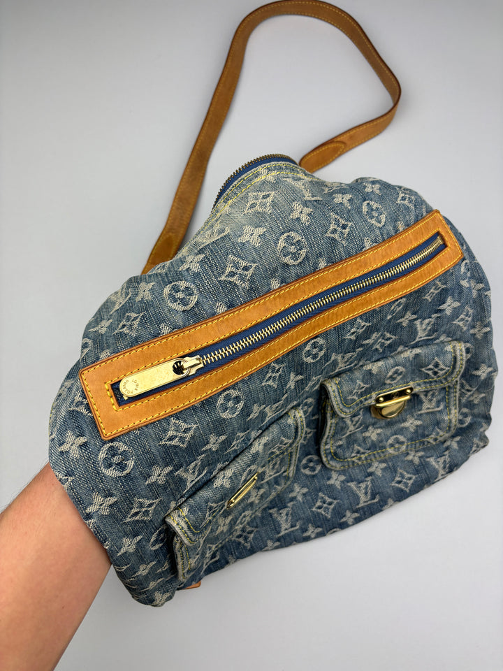 second hand Louis Vuitton Baggy GM Denim women Crossbody Bag,vintage damen lv umhängetasche jeans