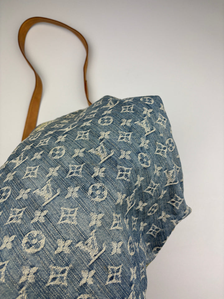 second hand Louis Vuitton Baggy GM Denim women Crossbody Bag,vintage damen lv umhängetasche jeans