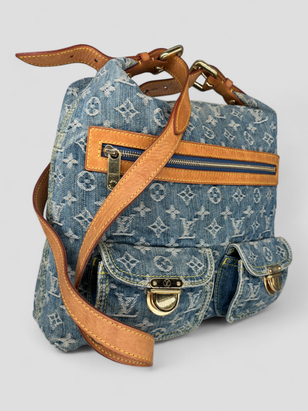 second hand Louis Vuitton Baggy GM Denim women Crossbody Bag,vintage damen lv umhängetasche jeans