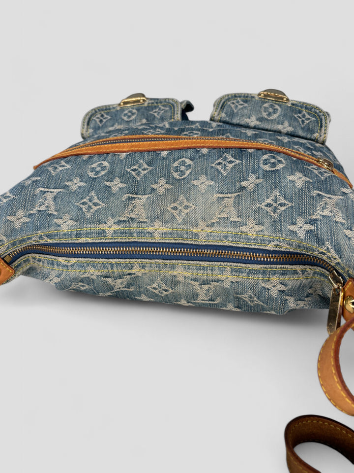 second hand Louis Vuitton Baggy GM Denim women Crossbody Bag,vintage damen lv umhängetasche jeans