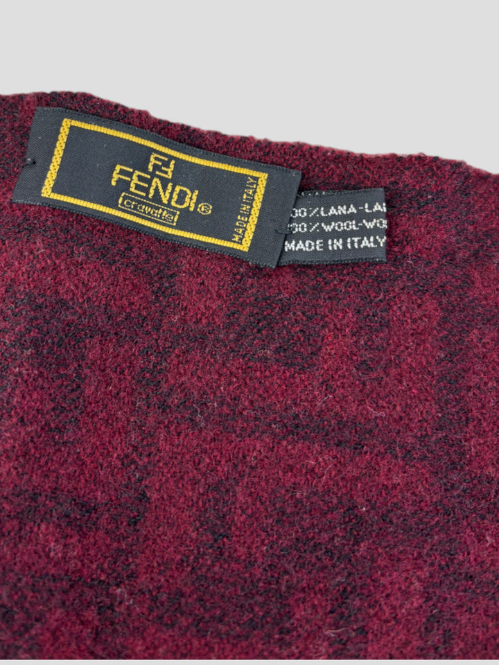 unisex vintage fendi schal rot, second hand fendi scarf red