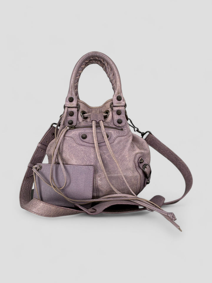 vintage Balenciaga City Pompom Bag pink für Frauen, second hand women balenciaga pompom bag