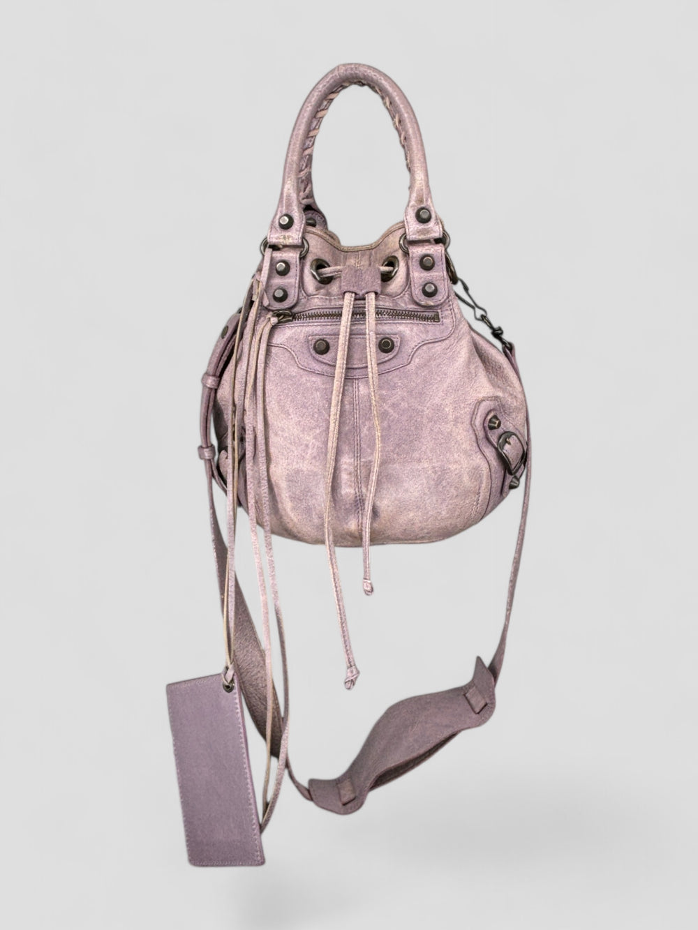 vintage Balenciaga City Pompom Bag pink für Frauen, second hand women balenciaga pompom bag