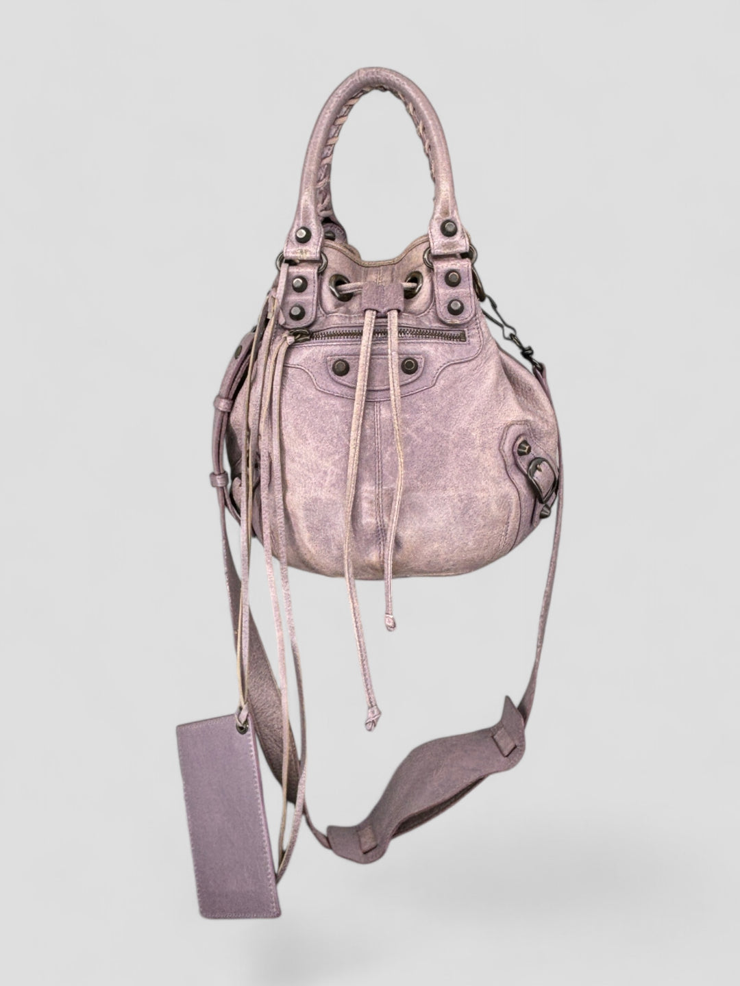 vintage Balenciaga City Pompom Bag pink für Frauen, second hand women balenciaga pompom bag