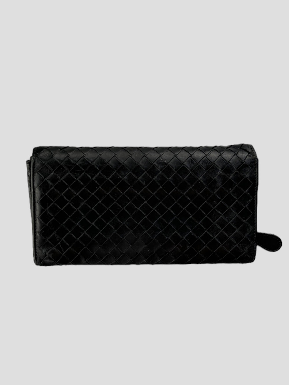vintage Bottega Veneta Intrecciato Wallet schwarz unisex, second hand botega veneta geldbeutel schwarz