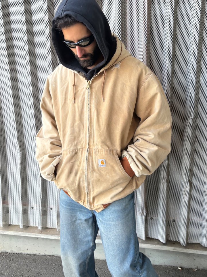 vintage Carhartt active workwear Jacke in beige für Herren, second hand carhartt jacke für herren