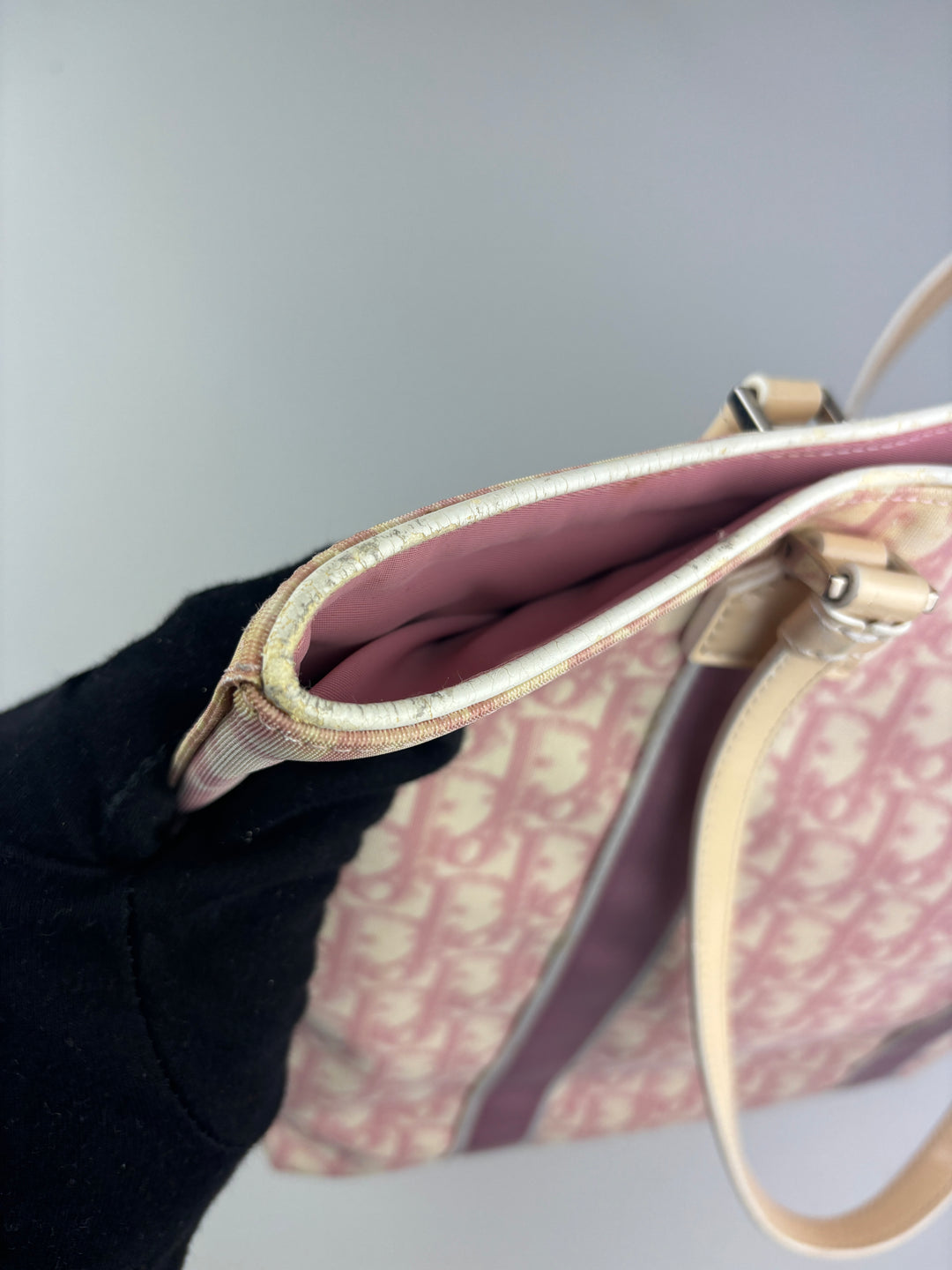 vintage Dior Shopper Handtasche rosa Frauen, second hand women shopper bag pink