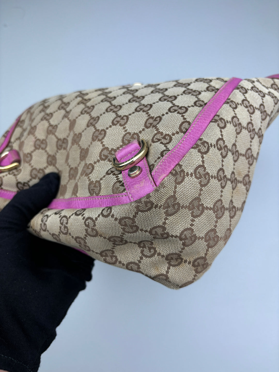 vintage Gucci D-Ring women Handbag pink, rosa second hand gucci damen handtasche