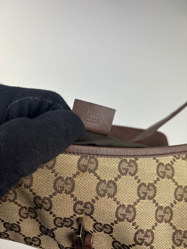 vintage Gucci Damen Small Clip Schultertasche Beige, second hand gucci shoulderbag beige women
