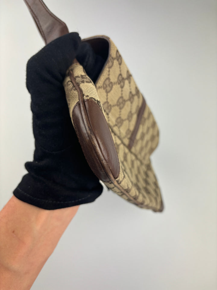 vintage Gucci Damen Small Clip Schultertasche Beige, second hand gucci shoulderbag beige women