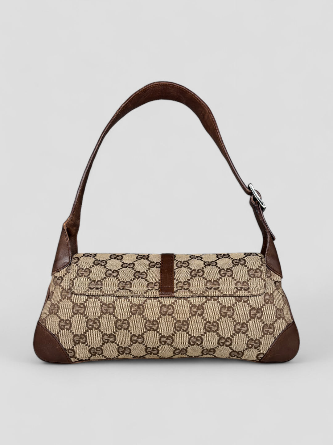vintage Gucci Damen Small Clip Schultertasche Beige, second hand gucci shoulderbag beige women