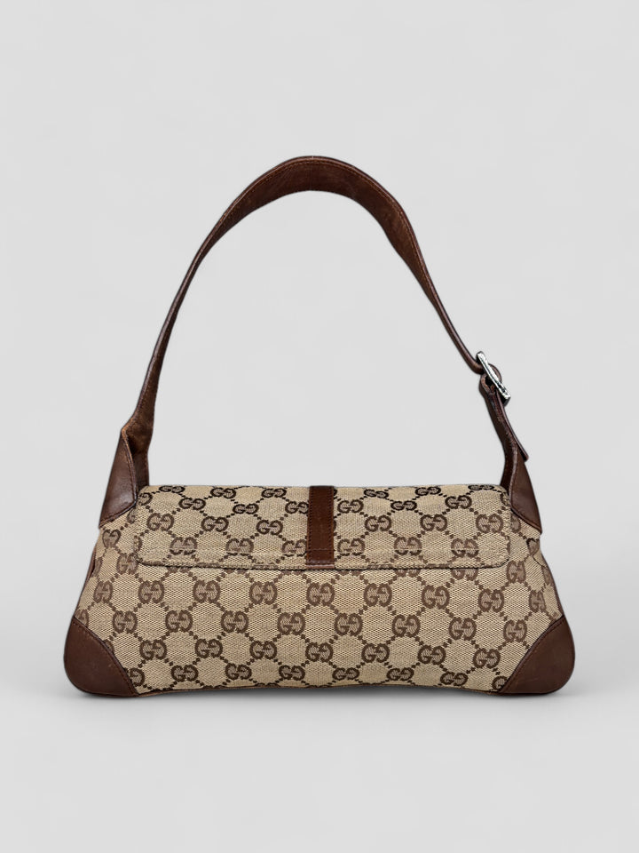 vintage Gucci Damen Small Clip Schultertasche Beige, second hand gucci shoulderbag beige women