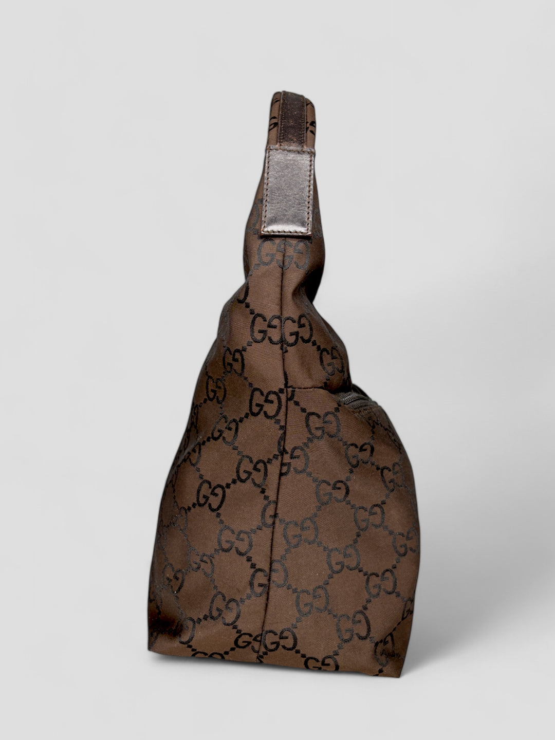 vintage Gucci Double Pocket Hobo Bag Damen braun, second hand gucci women handbag brown