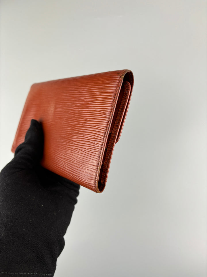 vintage Louis Vuitton Epi Leather Wallet brown unisex, second hand lv geldbeutel braun