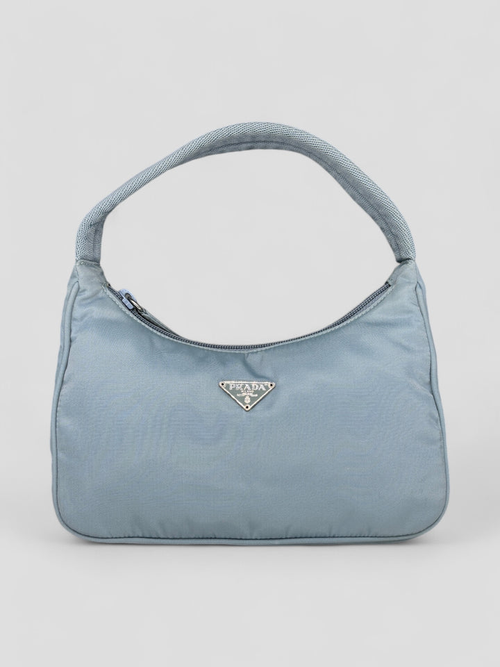 vintage Prada Hobo Handbag in Babyblau, second hand prada handbag babyblue
