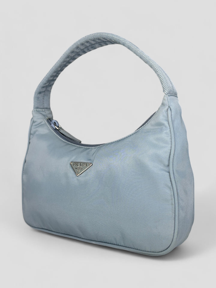 vintage Prada Hobo Handbag in Babyblau, second hand prada handbag babyblue