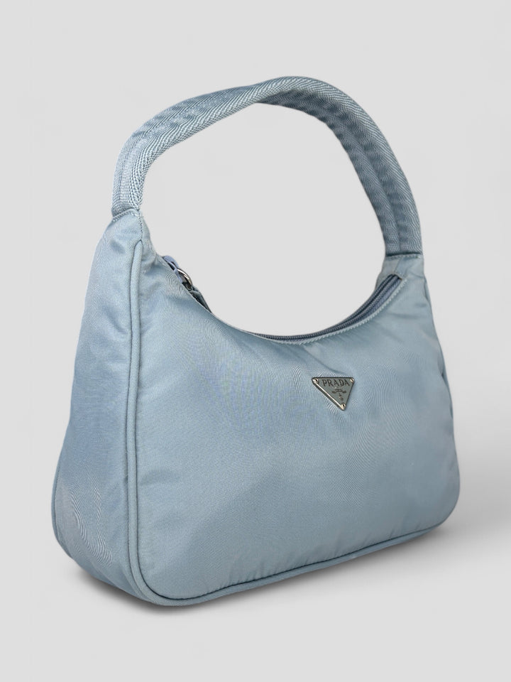 vintage Prada Hobo Handbag in Babyblau, second hand prada handbag babyblue