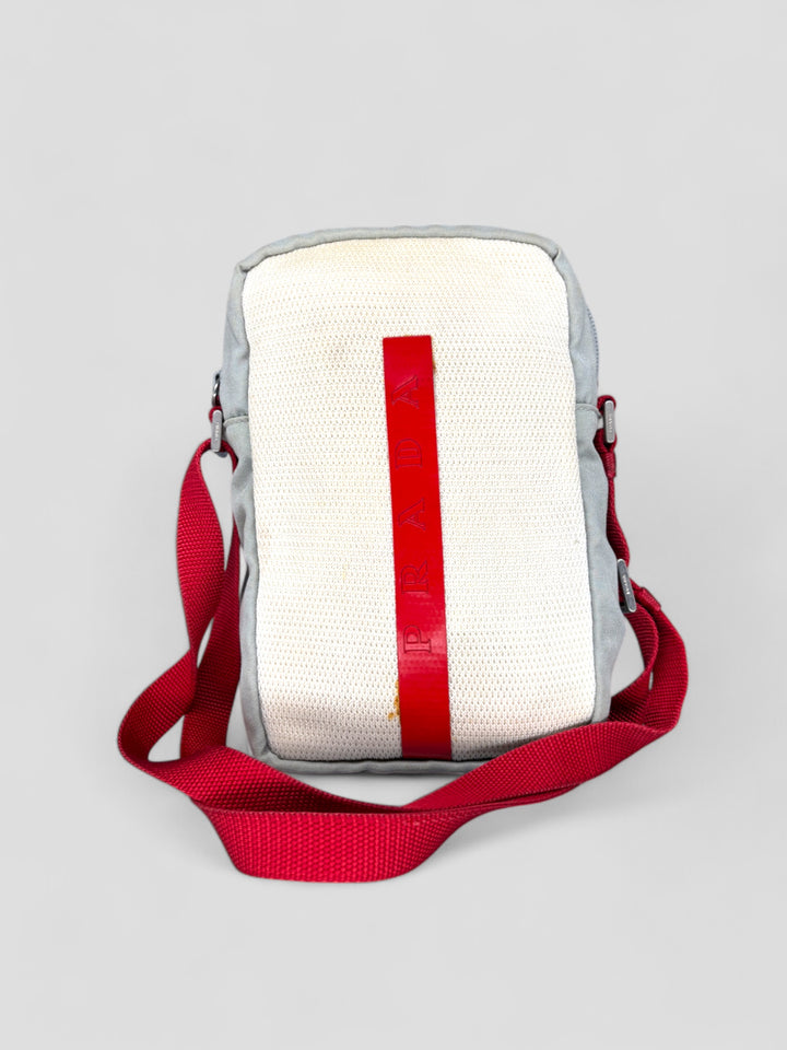 vintage Prada Sport umhängetasche weiß unisex, second hand prada crossbodybag white 