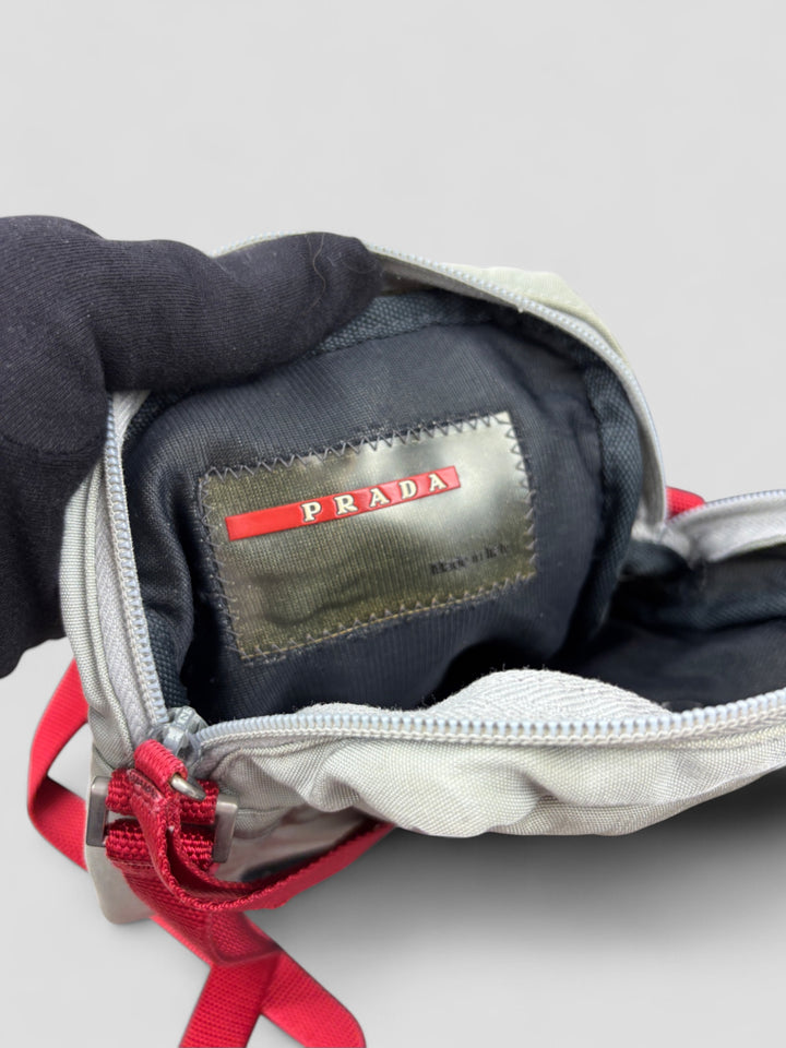 vintage Prada Sport umhängetasche weiß unisex, second hand prada crossbodybag white 