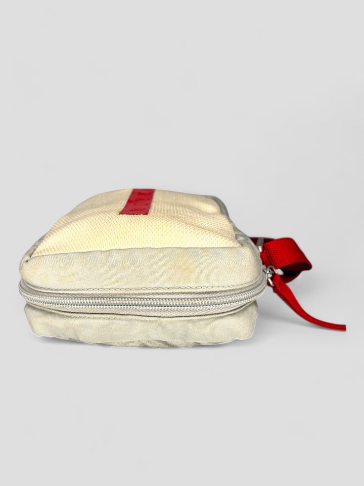 vintage Prada Sport umhängetasche weiß unisex, second hand prada crossbodybag white 
