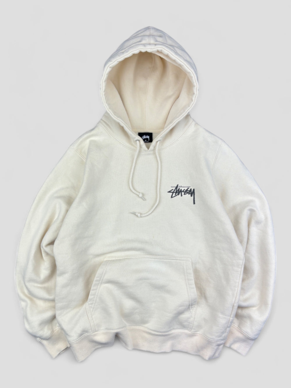 vintage Stüssy Logo backprint Hoodie  white, pullover weiß