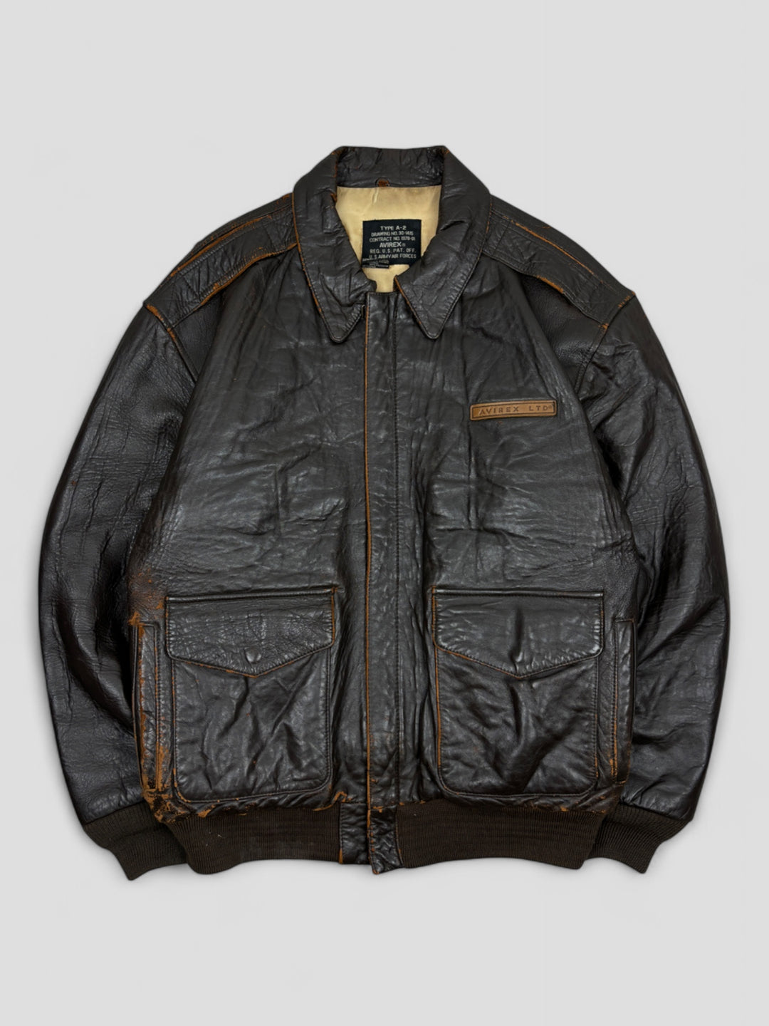 vintage avirex herren lederjacke braun, second hand avirex men leather jacket
