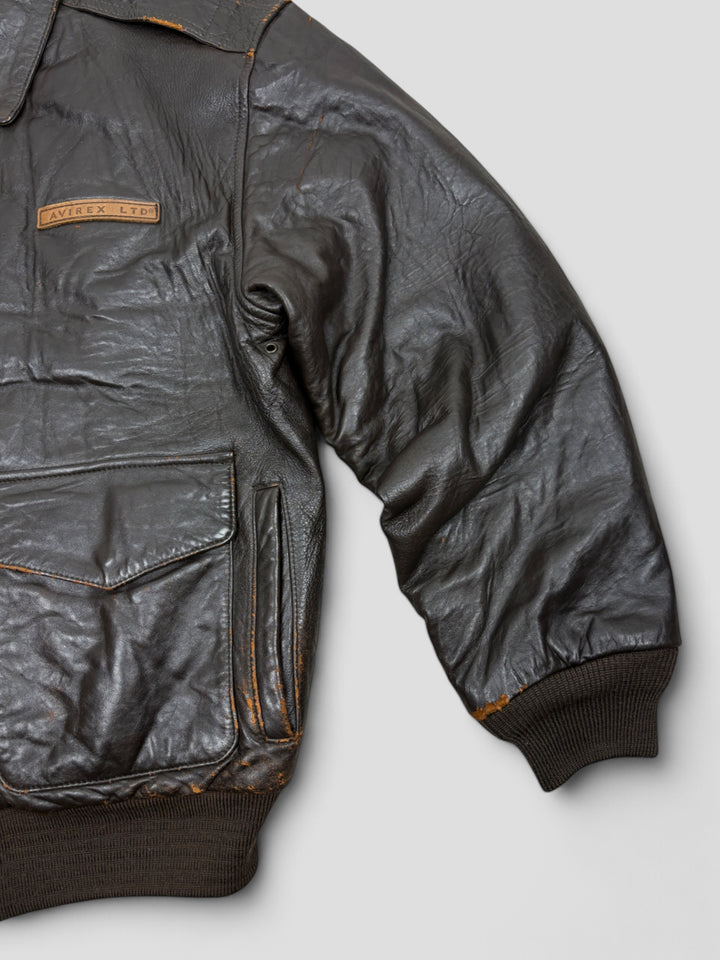vintage avirex herren lederjacke braun, second hand avirex men leather jacket