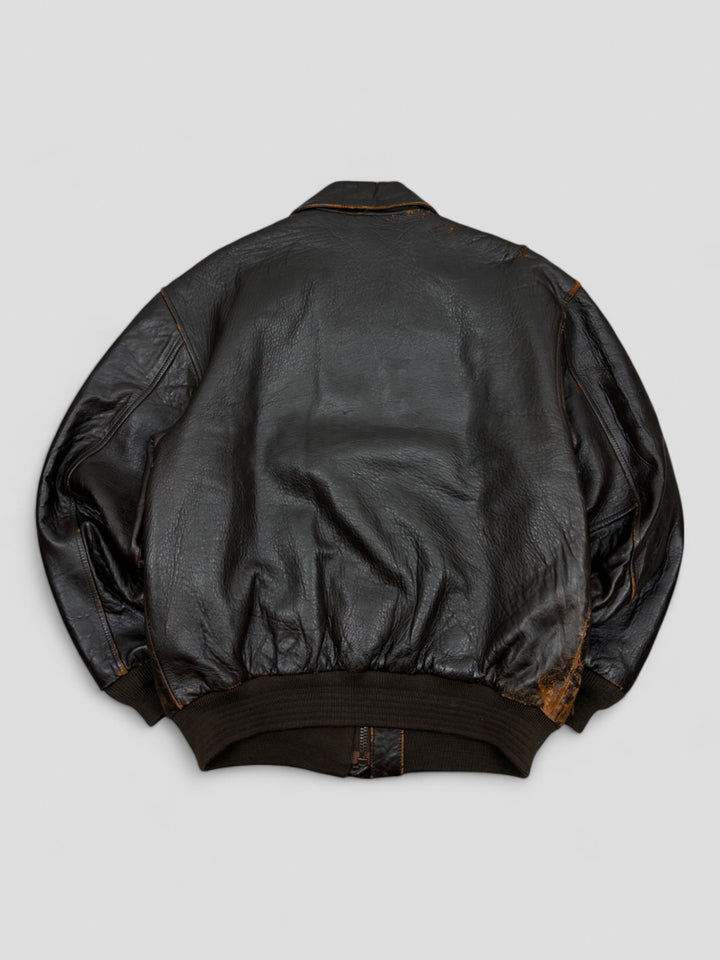 vintage avirex herren lederjacke braun, second hand avirex men leather jacket