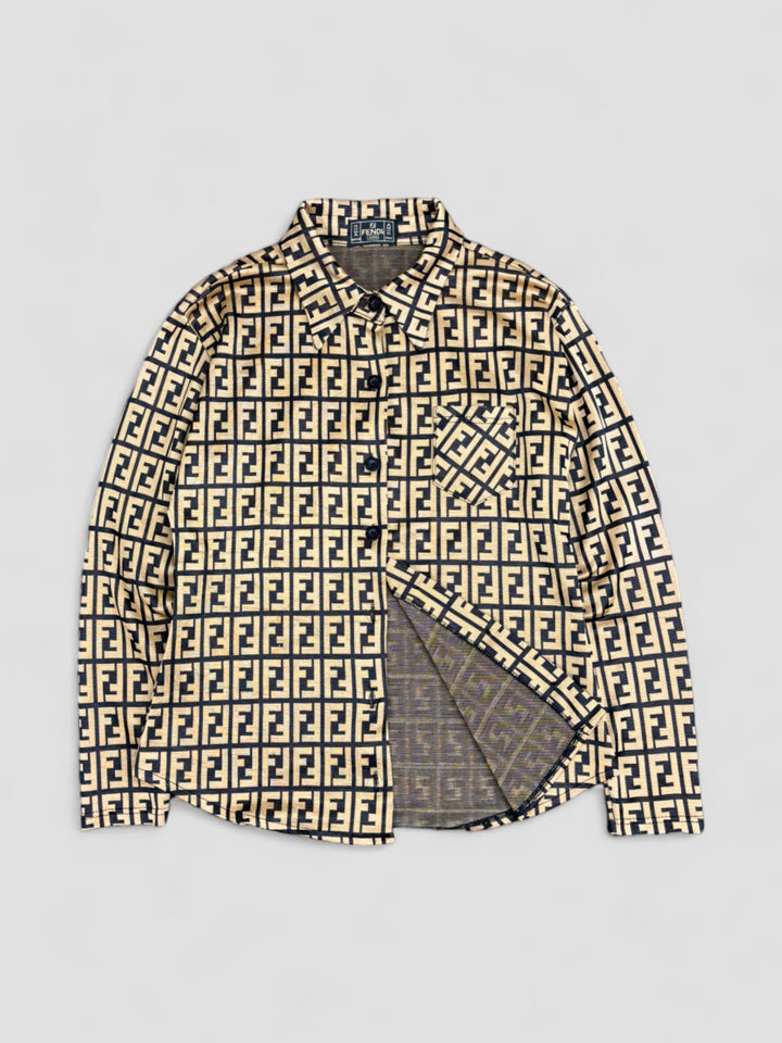 vintage fendi bluse gold frauen, second hand fendi women shirt golden