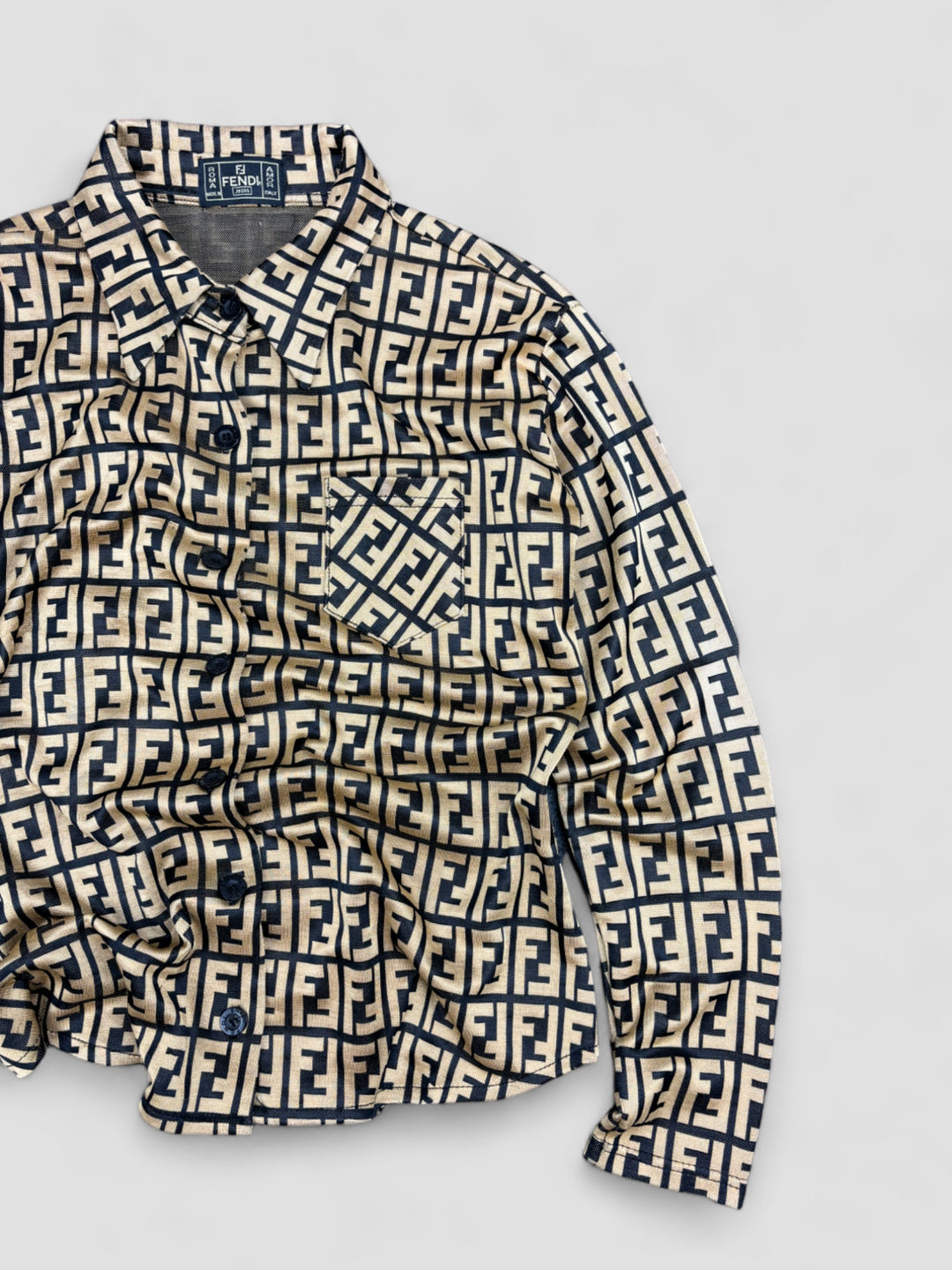 vintage fendi bluse gold frauen, second hand fendi women shirt golden