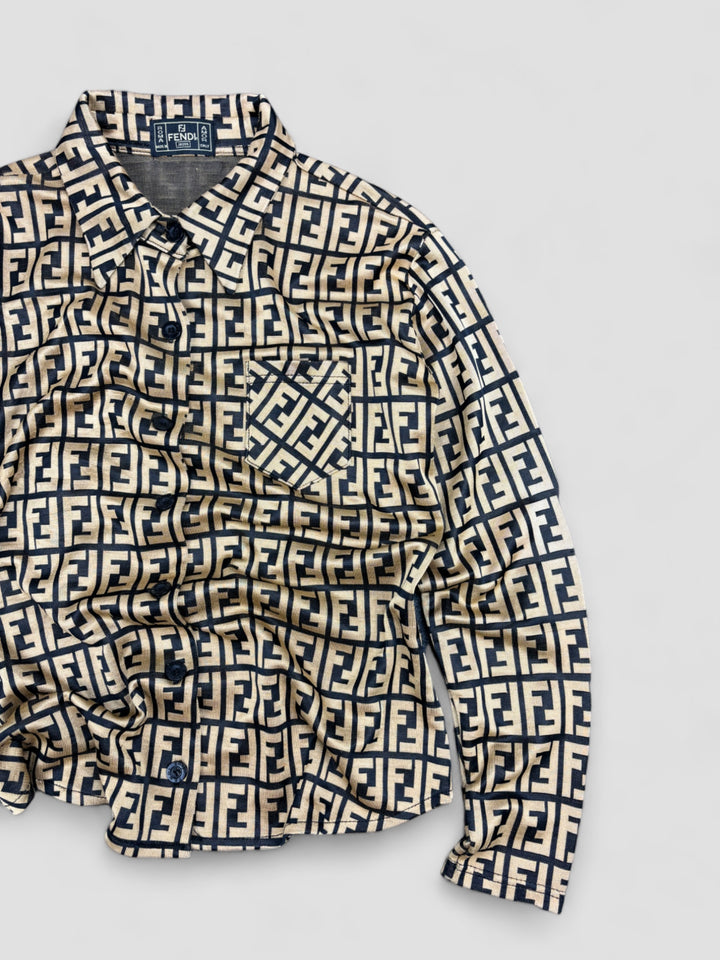 vintage fendi bluse gold frauen, second hand fendi women shirt golden