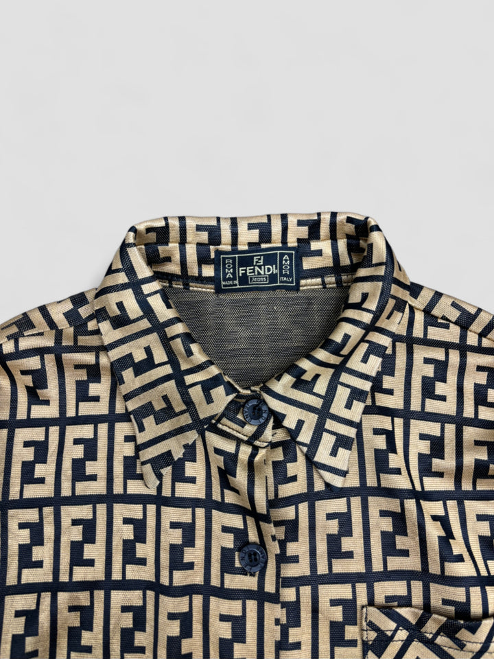 vintage fendi bluse gold frauen, second hand fendi women shirt golden