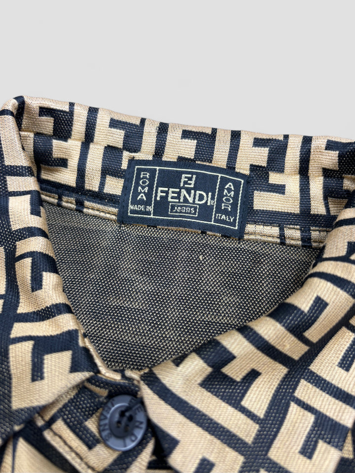 vintage fendi bluse gold frauen, second hand fendi women shirt golden
