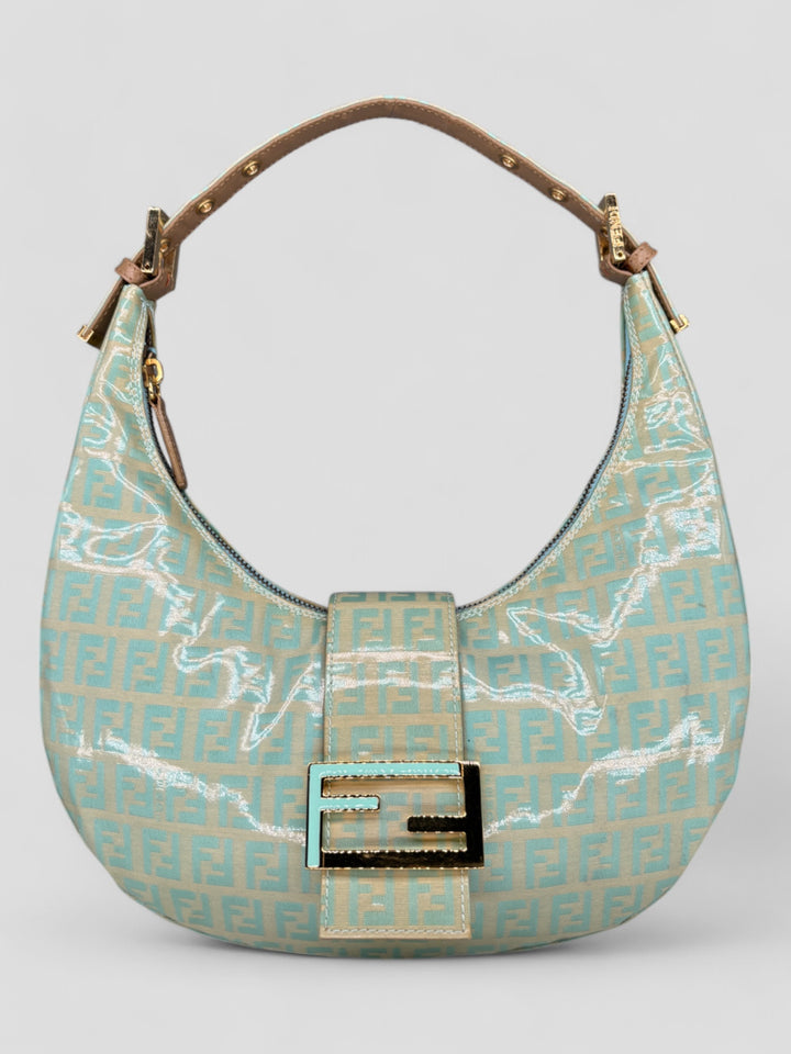 vintage fendi croissant mint monogram women bag, second hand fendi damen schultertasche