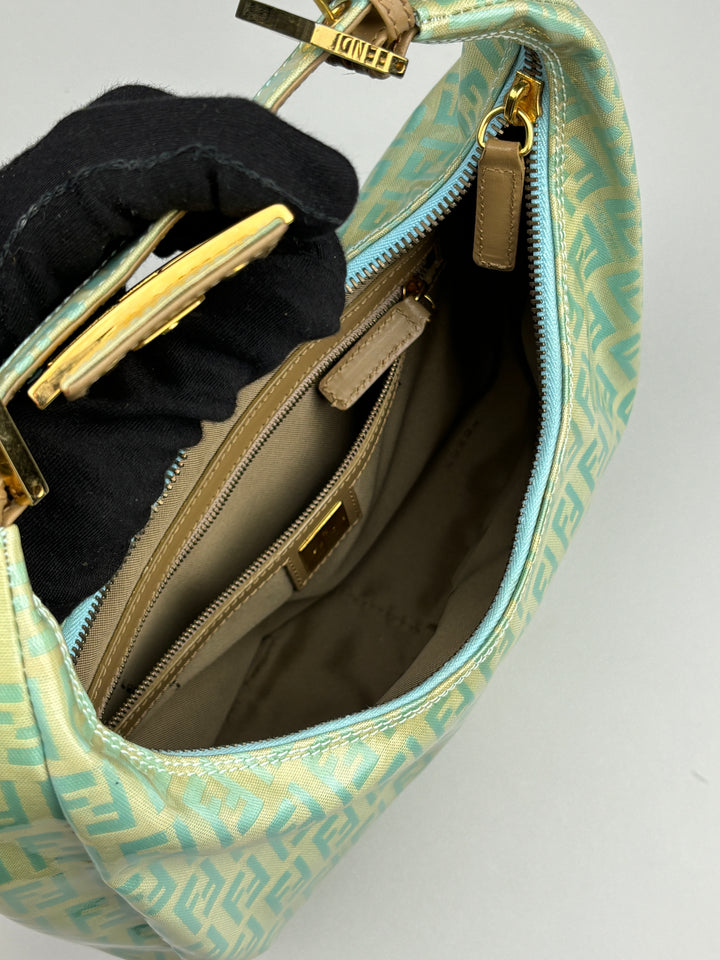 vintage fendi croissant mint monogram women bag, second hand fendi damen schultertasche